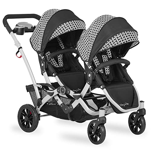 Dream On Me Double Umbrella Stroller in Black &amp; White, Lightweight with Reversible Seats