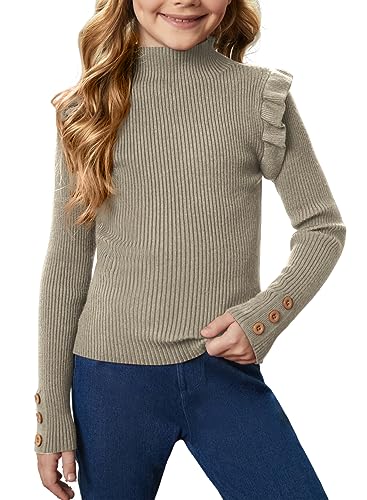Girl Elegant Ruffled Pullover Sweater