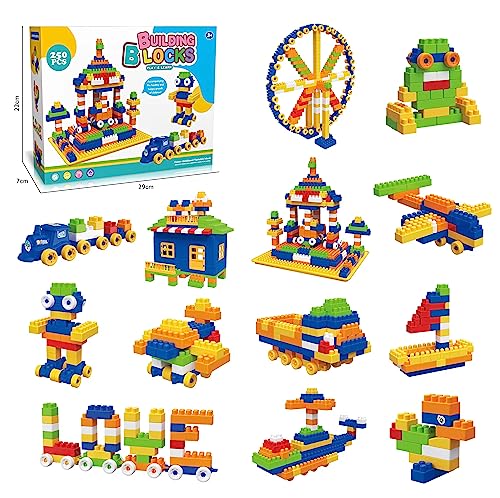 Bulk Basic Building Blocks Set for Kids (250 Pieces)