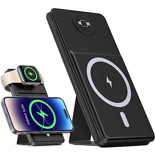LATIMERIA Magnetic Wireless Charger for Apple Watch and Phone, 10000mAh 2 in 1 Portable Power Bank