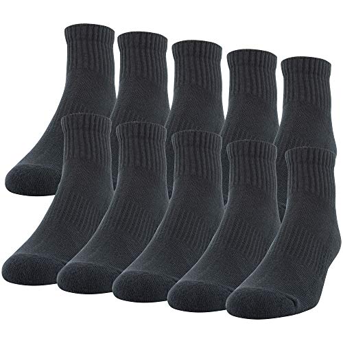 Gildan Men's Cotton Ankle Socks, 10-Pairs, Black