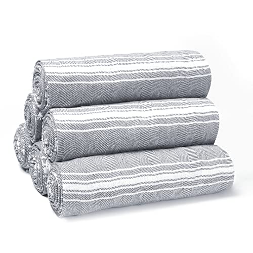 Belizzi Home Oversized Cotton Turkish Towels, Set of 6, Charcoal Grey