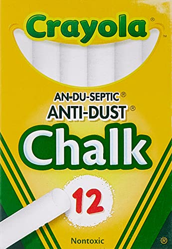 Crayola Chalk - 12-Count Pack, Anti Dust, Indoor Use, White