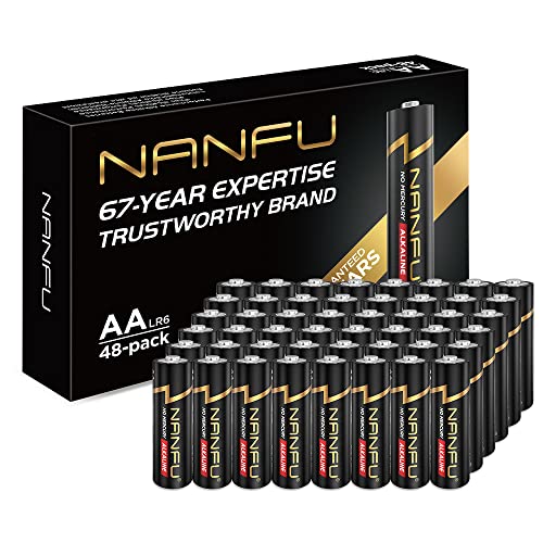 NANFU Long Lasting AA Alkaline Batteries Pack of 48