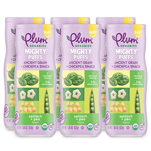 Plum Organics Mighty Puffs Spinach &amp; Pea Snack (Pack of 6) Ⓤ