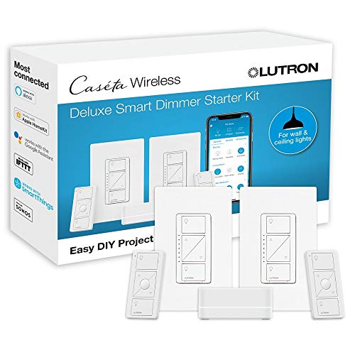 Lutron Caseta Smart Dimmer Switch Kit (2 Count) with Hub