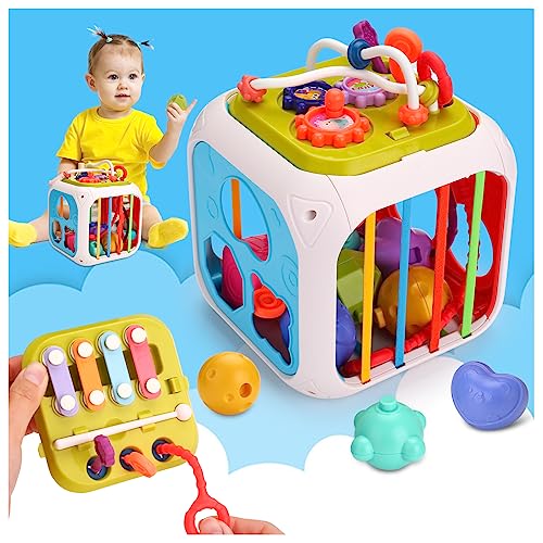 Montessori Activity Cube: 7 in 1 Multifunction Toddler Learning Toy