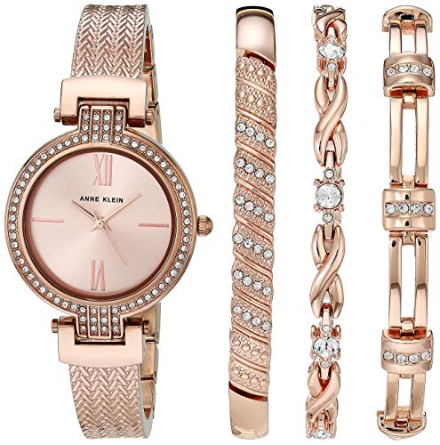 Anne Klein Women's Crystal Watch and Bracelet Set