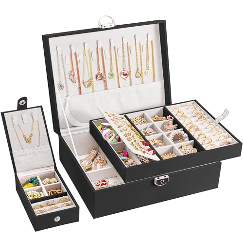 Vickey 2-in-1 Large Jewelry Organizer Box with Travel Case