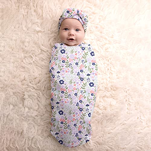 Itzy Ritzy Newborn Swaddle and Hat Set, Meadow Design