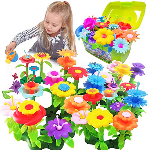 Flower Garden Building Toys Pretend Playset for Kids - 130 Pieces