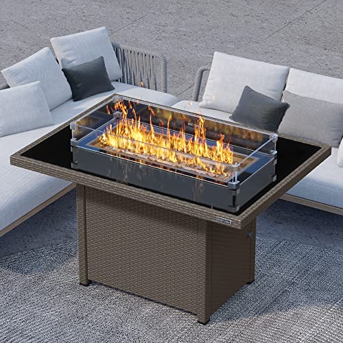 EAST OAK Propane Fire Pit Table, 60,000 BTU with Aluminum Frame, Tempered Glass Top