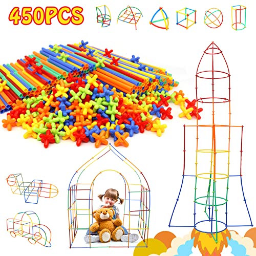 Creative Straw STEM Building Toys for Kids (450 Pieces)